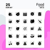 25 Food Icon Set 100 Editable EPS 10 Files Business Logo Concept Ideas Solid Glyph icon design vector