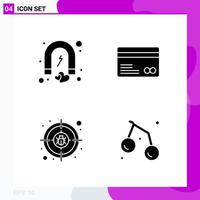 Solid Icon set Pack of 4 Glyph Icons isolated on White Background for Web Print and Mobile Creative Black Icon vector background