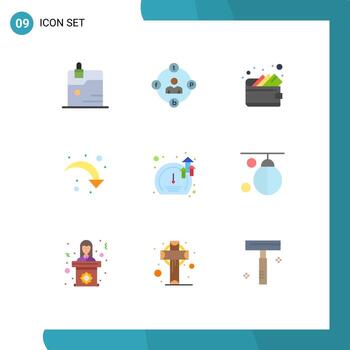 Pictogram Set of 9 Simple Flat Colors of software down procrastination right arrow refresh Editable Vector Design Elements