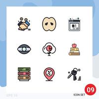 paquete de iconos vectoriales de stock de 9 signos y símbolos de línea para elementos de diseño vectorial editables del complemento del sitio web de la cocina del ojo humano vector