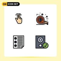 Modern Set of 4 Filledline Flat Colors and symbols such as gestures data touch tape four Editable Vector Design Elements