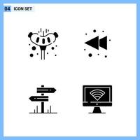 4 Icons Solid style Creative Glyph Symbols Black Solid Icon Sign Isolated on White Background Creative Black Icon vector background