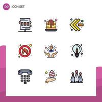 Pictogram Set of 9 Simple Filledline Flat Colors of employee care care arrows place fire Editable Vector Design Elements