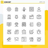 Collection of 25 Universal Line Icons Icon Set for Web and Mobile Creative Black Icon vector background