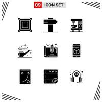 Set of 9 Modern UI Icons Symbols Signs for home blueprint electric tools smoke Editable Vector Design Elements