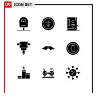 Universal Icon Symbols Group of 9 Modern Solid Glyphs of male hipster bucket moustache paint Editable Vector Design Elements