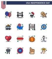 Happy Independence Day 16 Flat Filled Lines Icon Pack for Web and Print rail cart barbecue usa cream Editable USA Day Vector Design Elements