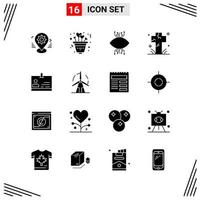 16 iconos estilo sólido cuadrícula basada en símbolos de glifos creativos para el diseño de sitios web signos de iconos sólidos simples aislados en fondo blanco 16 conjunto de iconos fondo de vector de icono negro creativo