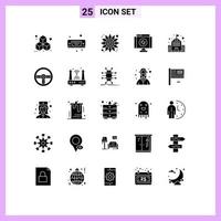 Universal Icon Symbols Group of 25 Modern Solid Glyphs of controller education sunflower building denied Editable Vector Design Elements