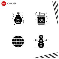 Collection of 4 Vector Icons in solid style Pixle Perfect Glyph Symbols for Web and Mobile Solid Icon Signs on White Background 4 Icons Creative Black Icon vector background