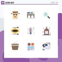 Set of 9 Modern UI Icons Symbols Signs for degree dinghy train boat view Editable Vector Design Elements