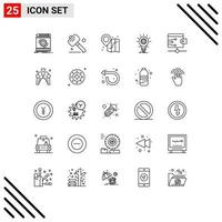 Group of 25 Lines Signs and Symbols for money light beach innovation develop Editable Vector Design Elements