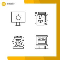 4 Icon Set Line Style Icon Pack Outline Symbols isolated on White Backgound for Responsive Website Designing Creative Black Icon vector background