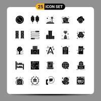 User Interface Pack of 25 Basic Solid Glyphs of network cloud control cloudy home Editable Vector Design Elements