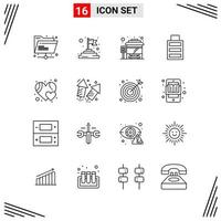 16 Icons Line Style Grid Based Creative Outline Symbols for Website Design Simple Line Icon Signs Isolated on White Background 16 Icon Set Creative Black Icon vector background