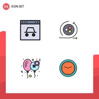 Pack of 4 Modern Filledline Flat Colors Signs and Symbols for Web Print Media such as hacker balloon security api happy Editable Vector Design Elements