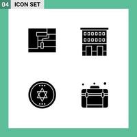 Set of 4 Modern UI Icons Symbols Signs for construction circle tool retail magic Editable Vector Design Elements