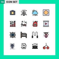 Universal Icon Symbols Group of 16 Modern Flat Color Filled Lines of growth analysis sun research layout Editable Creative Vector Design Elements