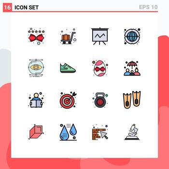 Stock Vector Icon Pack of 16 Line Signs and Symbols for monitoring conception graph visualize network Editable Creative Vector Design Elements