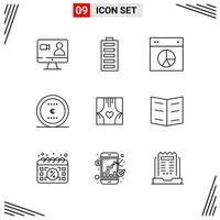 9 Icons Line Style Grid Based Creative Outline Symbols for Website Design Simple Line Icon Signs Isolated on White Background 9 Icon Set Creative Black Icon vector background