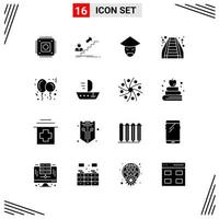 16 iconos estilo sólido cuadrícula basada en símbolos de glifos creativos para el diseño de sitios web signos de iconos sólidos simples aislados en fondo blanco 16 conjunto de iconos fondo de vector de icono negro creativo