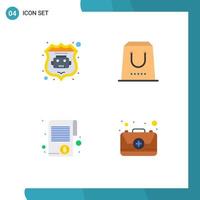 4 iconos planos universales signos símbolos de internet bot finanzas comprar paquete impuestos elementos de diseño vectorial editables vector