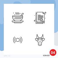 Line Pack of 4 Universal Symbols of soup basic tea paper signal Editable Vector Design Elements