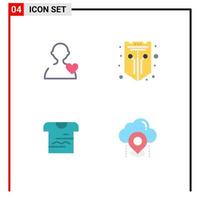 User Interface Pack of 4 Basic Flat Icons of user tshirt internet shield uniform Editable Vector Design Elements