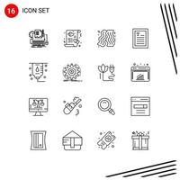 Mobile Interface Outline Set of 16 Pictograms of hospital reader love hands fast food Editable Vector Design Elements