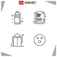 4 Icons Line Style Grid Based Creative Outline Symbols for Website Design Simple Line Icon Signs Isolated on White Background 4 Icon Set Creative Black Icon vector background