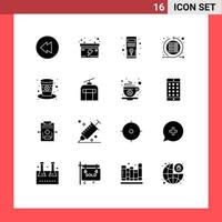 User Interface Pack of 16 Basic Solid Glyphs of leprechaun hat system day sprint Editable Vector Design Elements