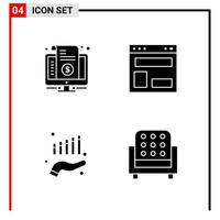 4 iconos generales para el diseño de sitios web, impresión y aplicaciones móviles 4 símbolos de glifo signos aislados en fondo blanco 4 paquete de iconos icono negro creativo fondo vectorial vector