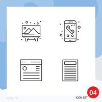 Universal Icon Symbols Group of 4 Modern Filledline Flat Colors of board communication school mobile interface Editable Vector Design Elements