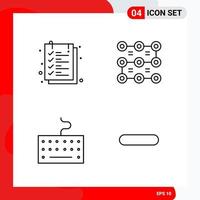 Creative Set of 4 Universal Outline Icons isolated on White Background Creative Black Icon vector background