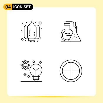 User Interface Pack of 4 Basic Filledline Flat Colors of china creativity lantern lab intelligence Editable Vector Design Elements
