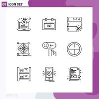 Modern Set of 9 Outlines and symbols such as emotion model date grid architecture Editable Vector Design Elements