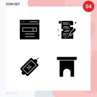 4 Solid Glyph concept for Websites Mobile and Apps communication ecommerce search study sale Editable Vector Design Elements