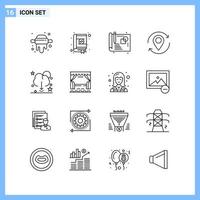 16 Icons Line style Creative Outline Symbols Black Line Icon Sign Isolated on White Background Creative Black Icon vector background