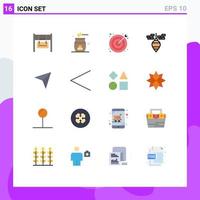 Pack of 16 creative Flat Colors of tool bob relaxation plumb target Editable Pack of Creative Vector Design Elements