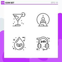 Set of 4 icons in Line style Creative Outline Symbols for Website Design and Mobile Apps Simple Line Icon Sign Isolated on White Background 4 Icons Creative Black Icon vector background