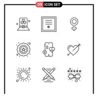 conjunto de 9 iconos de estilo de línea para web y símbolos de esquema móvil para signos de icono de línea de impresión aislados en fondo blanco 9 conjunto de iconos fondo de vector de icono negro creativo