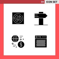 paquete de 4 iconos símbolos de glifo de estilo sólido sobre fondo blanco signos simples para el diseño general fondo de vector de icono negro creativo