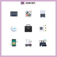 9 Universal Flat Colors Set for Web and Mobile Applications lunchbox box monitor weather moon Editable Vector Design Elements