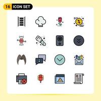 Set of 16 Modern UI Icons Symbols Signs for bone healthcare rose adn label Editable Creative Vector Design Elements