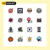 Modern Set of 16 Flat Color Filled Lines and symbols such as strength mineral badge calcium sport Editable Creative Vector Design Elements