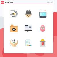 Group of 9 Flat Colors Signs and Symbols for develop coding computer app eye Editable Vector Design Elements