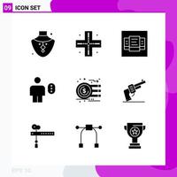 Solid Icon set Pack of 9 Glyph Icons isolated on White Background for Web Print and Mobile Creative Black Icon vector background