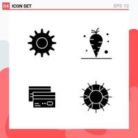 Collection of 4 Vector Icons in solid style Modern Glyph Symbols for Web and Mobile Solid Icon Sign Isolated on White Background 4 Icons Creative Black Icon vector background