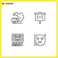 Modern Set of 4 Filledline Flat Colors Pictograph of dump pc pollution presentation emot Editable Vector Design Elements