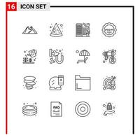 Universal Icon Symbols Group of 16 Modern Outlines of garden mom building mother medal Editable Vector Design Elements